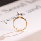 Solid Gold Elongated Cushion Cut Moissanite Engagement Ring, Dainty Ring