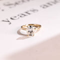 Solid Gold Elongated Cushion Cut Moissanite Engagement Ring, Dainty Ring