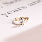 Solid Gold Elongated Cushion Cut Moissanite Engagement Ring, Dainty Ring