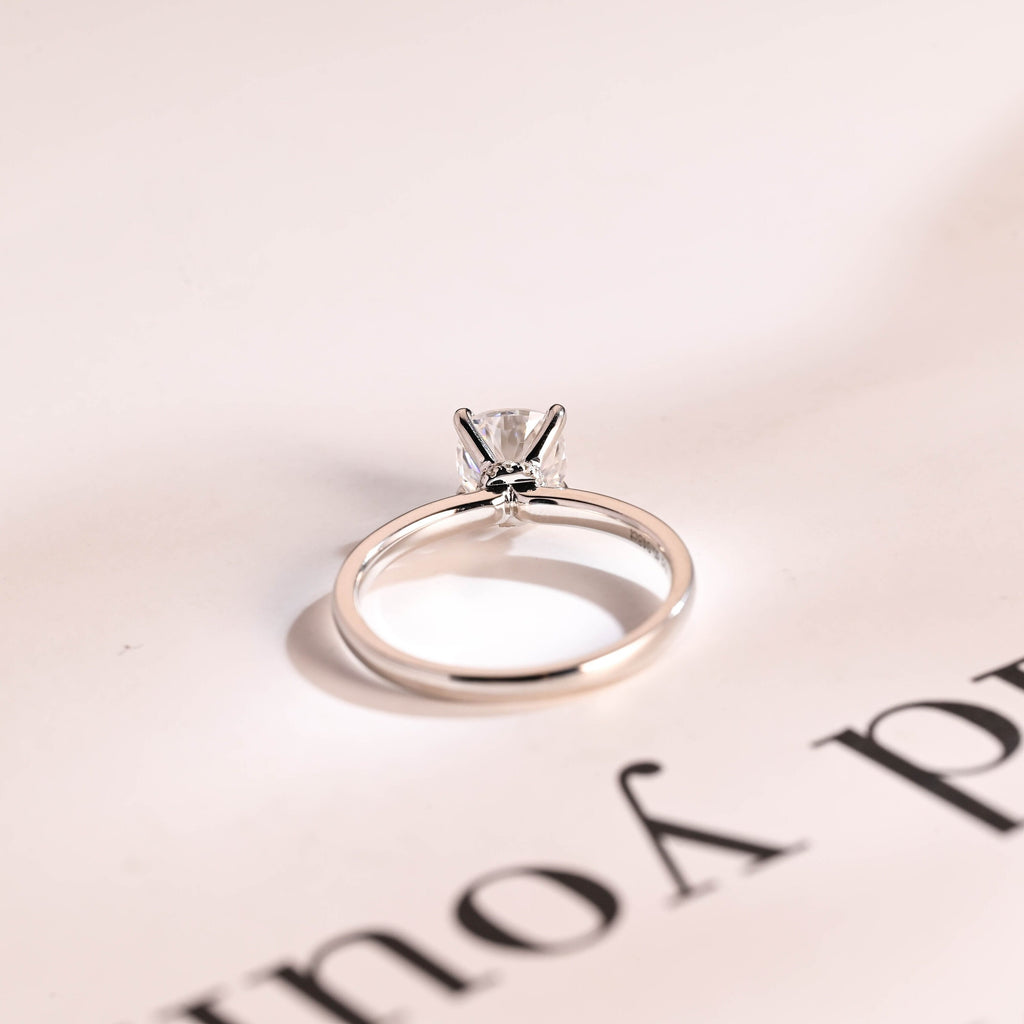 Solid Gold Cushion Cut Moissanite Engagement Ring, Promise Ring
