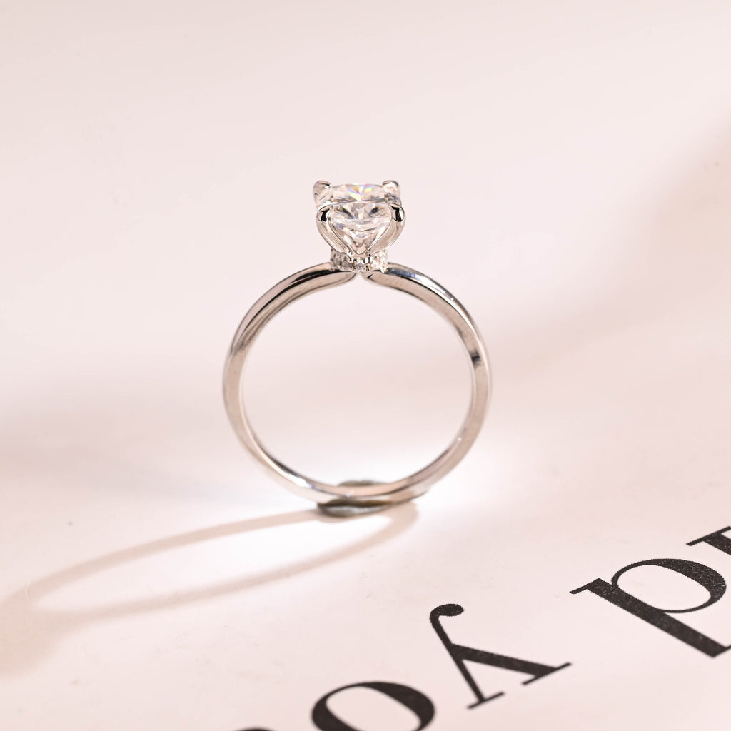 Solid Gold Cushion Cut Moissanite Engagement Ring, Promise Ring