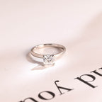 Solid Gold Cushion Cut Moissanite Engagement Ring, Promise Ring