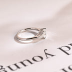 Solid Gold Assher Cut Moissanite Engagement Ring, Three Stones Ring,