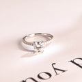 Solid Gold Elongated Cushion Moissanite Engagement Ring, Hidden Halo Bridal Ring