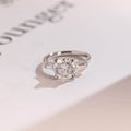 Solid Gold Cushion Cut Moissanite Engagement Ring, Three Stones Ring