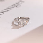 Solid Gold Cushion Cut Moissanite Engagement Ring, Three Stones Ring