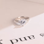 Solid Gold Twisted Double Band Heart Moissanite Engagement Ring