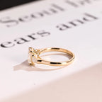 Solid Gold Emerald Moissanite Engagement Ring, Three Stone Ring