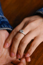 Solid Gold Heart Moissanite Engagement Ring with Trapezoid Accent