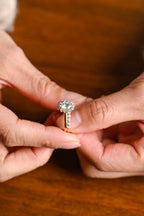 Solid Gold Floral Halo Oval Moissanite Wedding Band Set, Bridal Sets