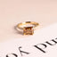 Solid Gold East to West Brown Emerald Cut Moissanite Engagement Ring, Promise Ring for Her