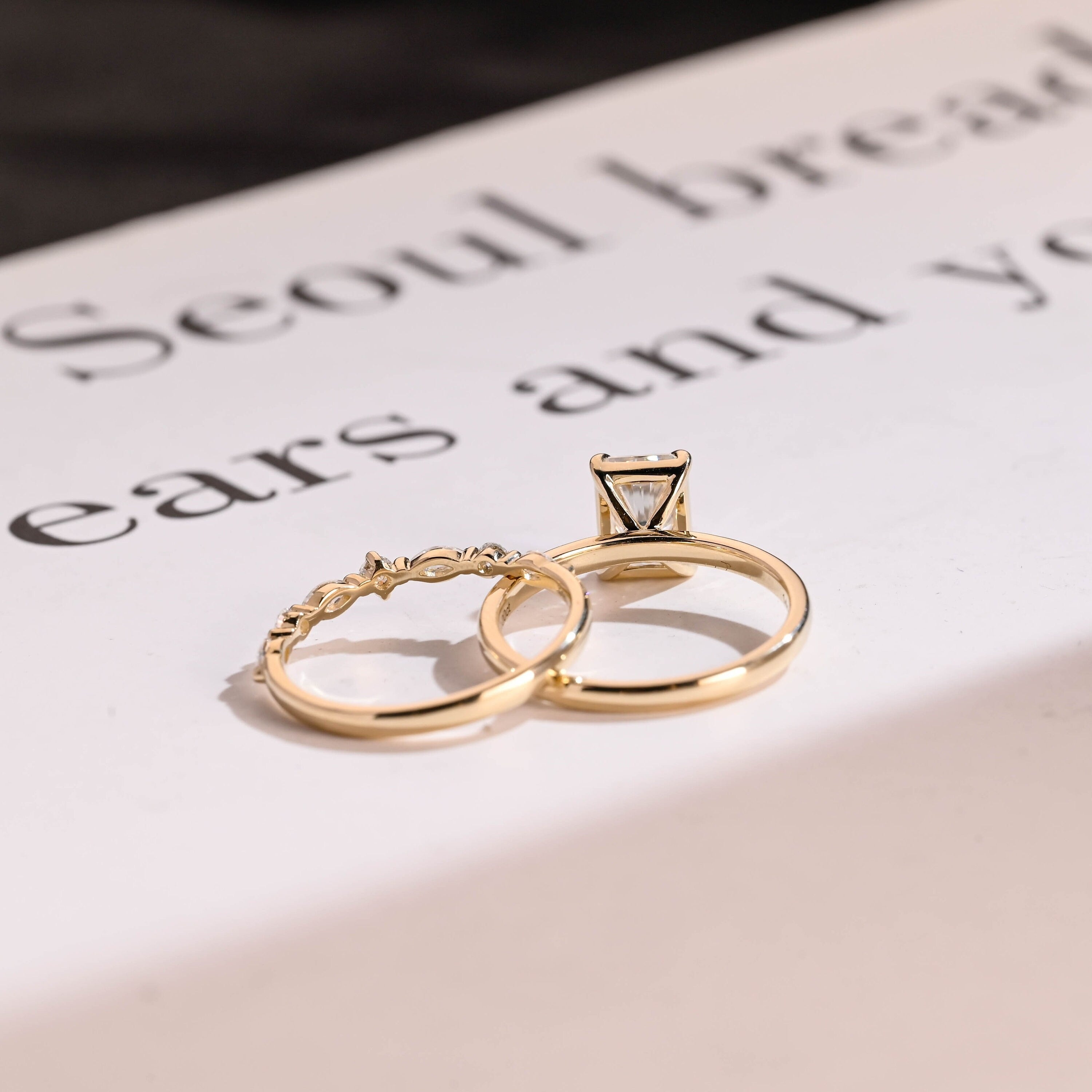 Radiant Cut Moissanite Wedding Band Set eternity wedding band