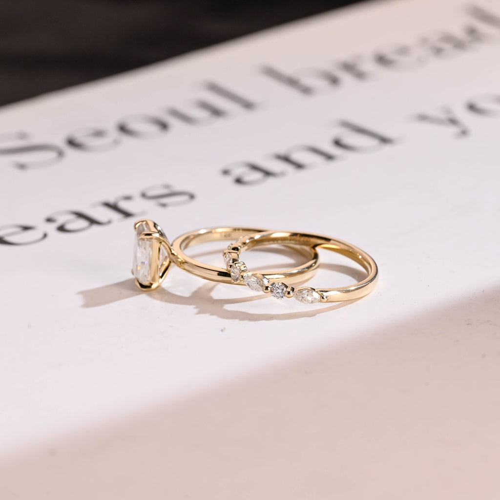 Radiant Cut Moissanite Wedding Band Set eternity wedding band
