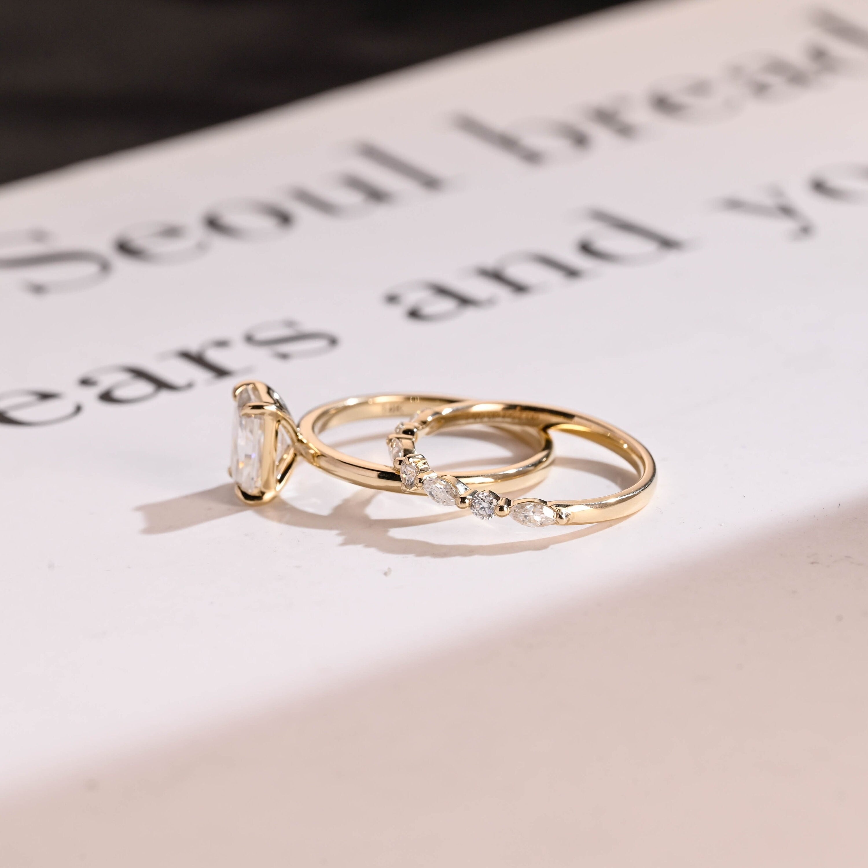 Radiant Cut Moissanite Wedding Band Set eternity wedding band