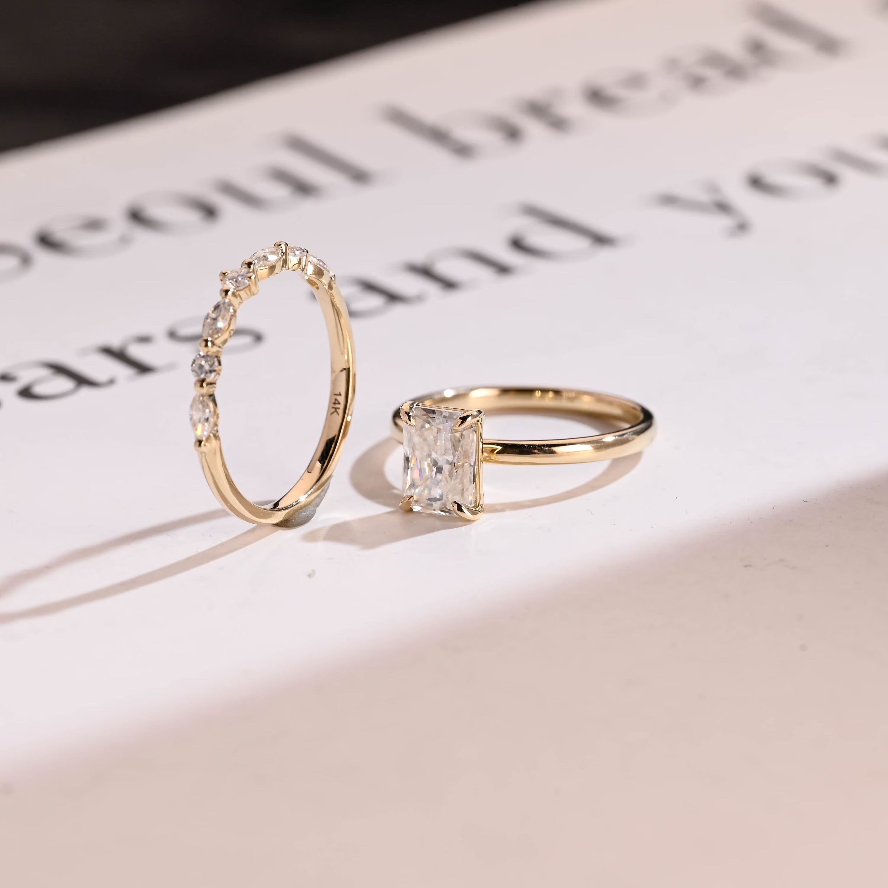 Radiant Cut Moissanite Wedding Band Set eternity wedding band