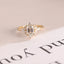 Solid Gold Emerald Cut Moissanite Engagement Ring, Dainty Cluster Promise Ring