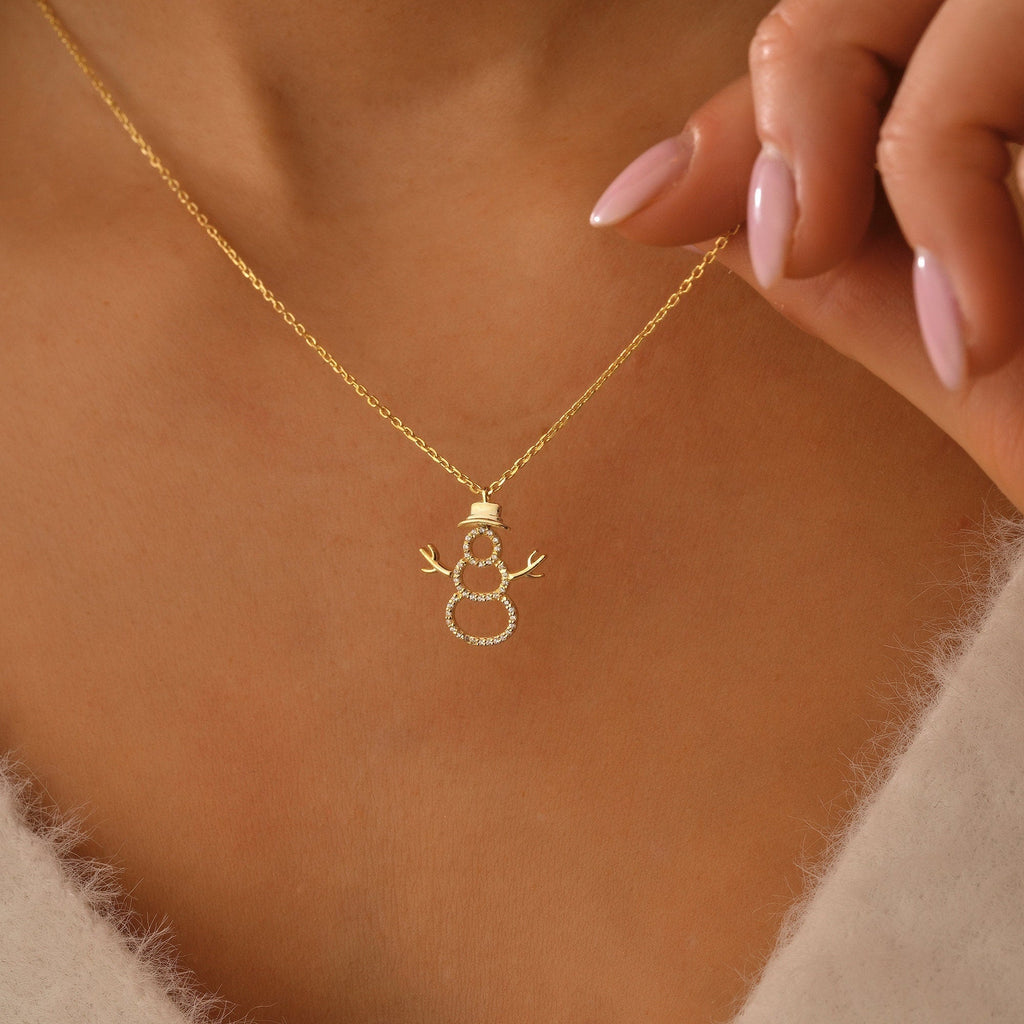 0.25 TCW Round Cut snowman Moissanite Diamond Necklace