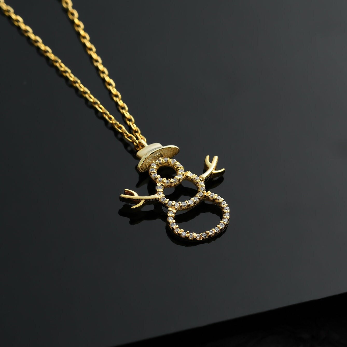 0.25 TCW Round Cut snowman Moissanite Diamond Necklace