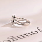 Solid Gold Split Shank Halo & Half Pave Heart Cut Moissanite Engagement Ring