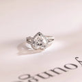 Solid Gold Split Shank Halo & Half Pave Heart Cut Moissanite Engagement Ring