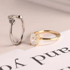 Emerald Cut Moissanite Wedding Band Set