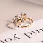 Emerald Cut Moissanite Wedding Band Set