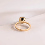 Solid Gold Asscher Cut Moissanite Engagement Ring, Minimalist Ring, Gift for Her
