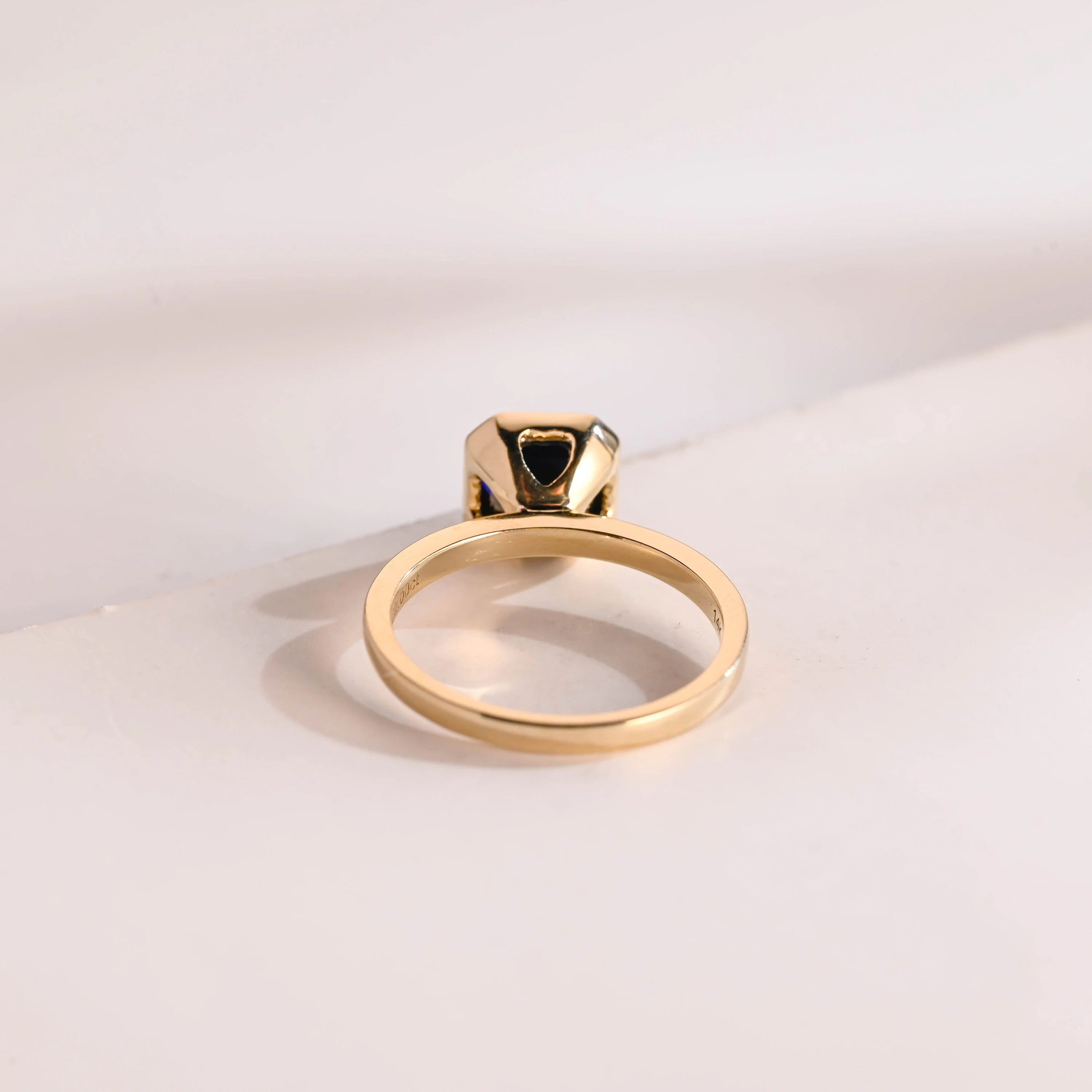 Solid Gold Asscher Cut Moissanite Engagement Ring, Minimalist Ring, Gift for Her