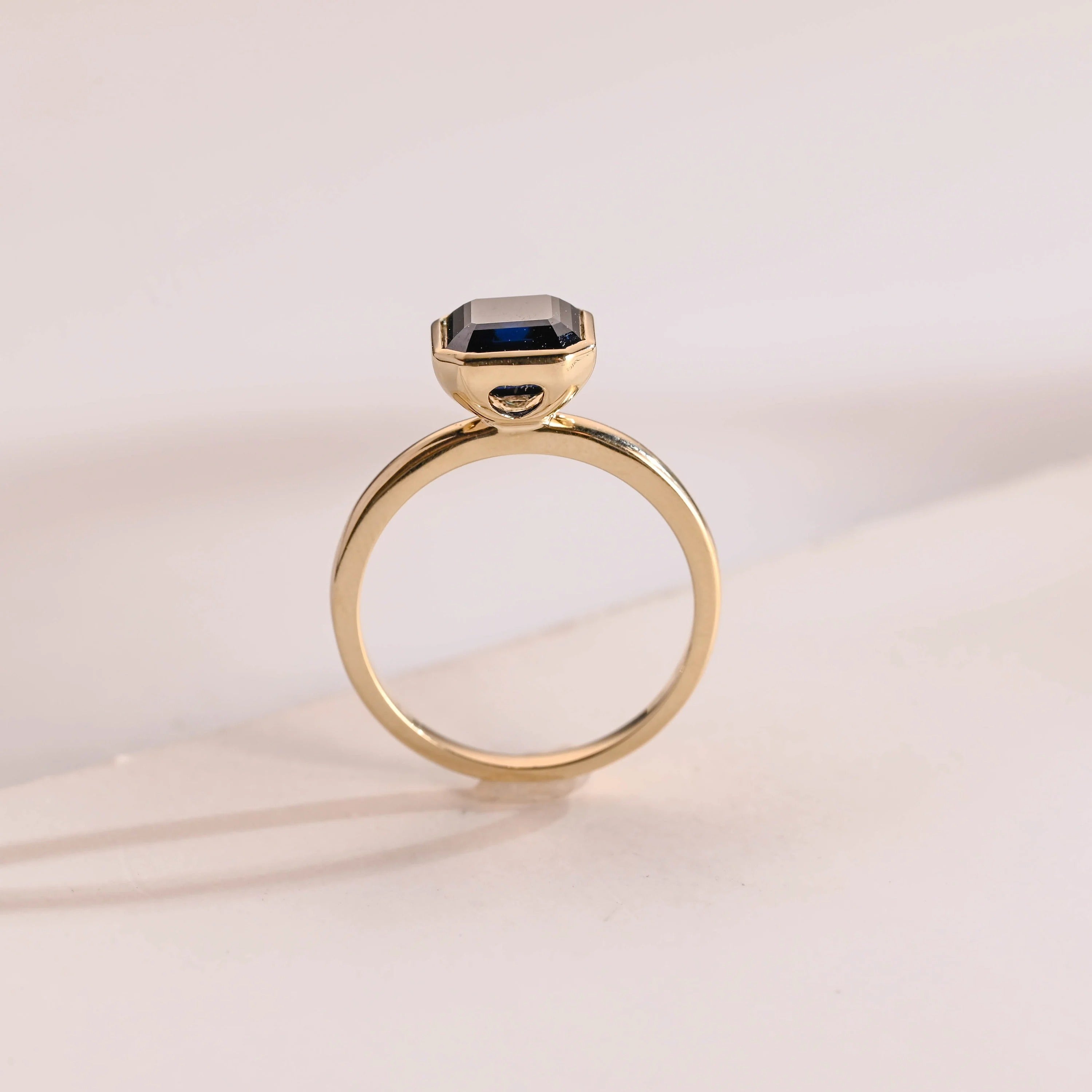 Solid Gold Asscher Cut Moissanite Engagement Ring, Minimalist Ring, Gift for Her