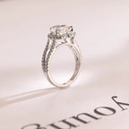 Solid Gold Split Shank Halo & Half Pave Heart Cut Moissanite Engagement Ring