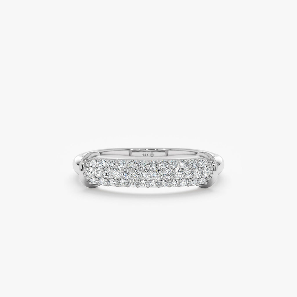 0.38 TCW Round Cut Paved Dome Moissanite Wedding Band