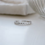 0.80 TCW Round Cut Unique Half Eternity Moissanite Wedding Band