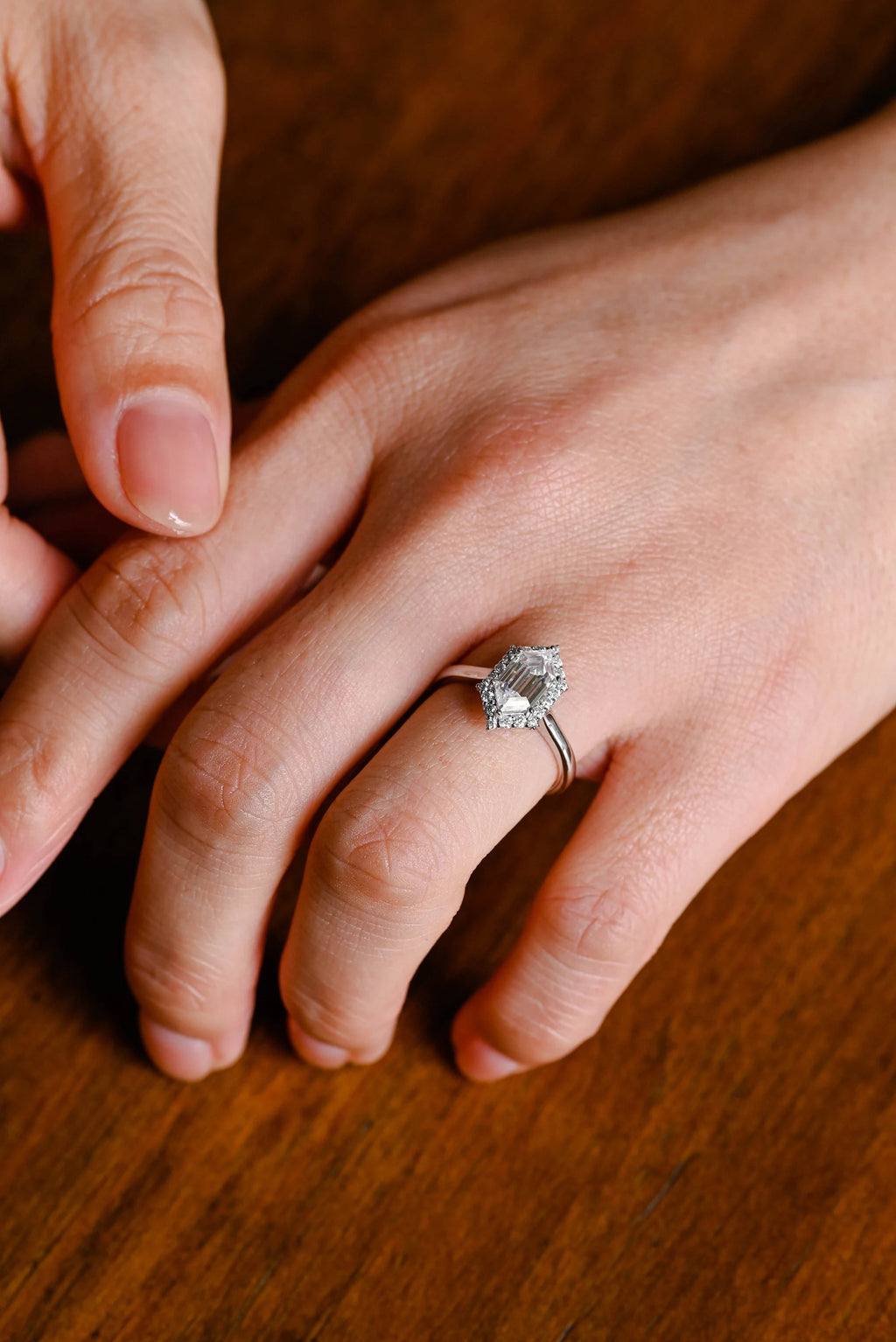 Solid Gold Halo Dutch Marquise Moissanite Engagement Ring, Promise Ring