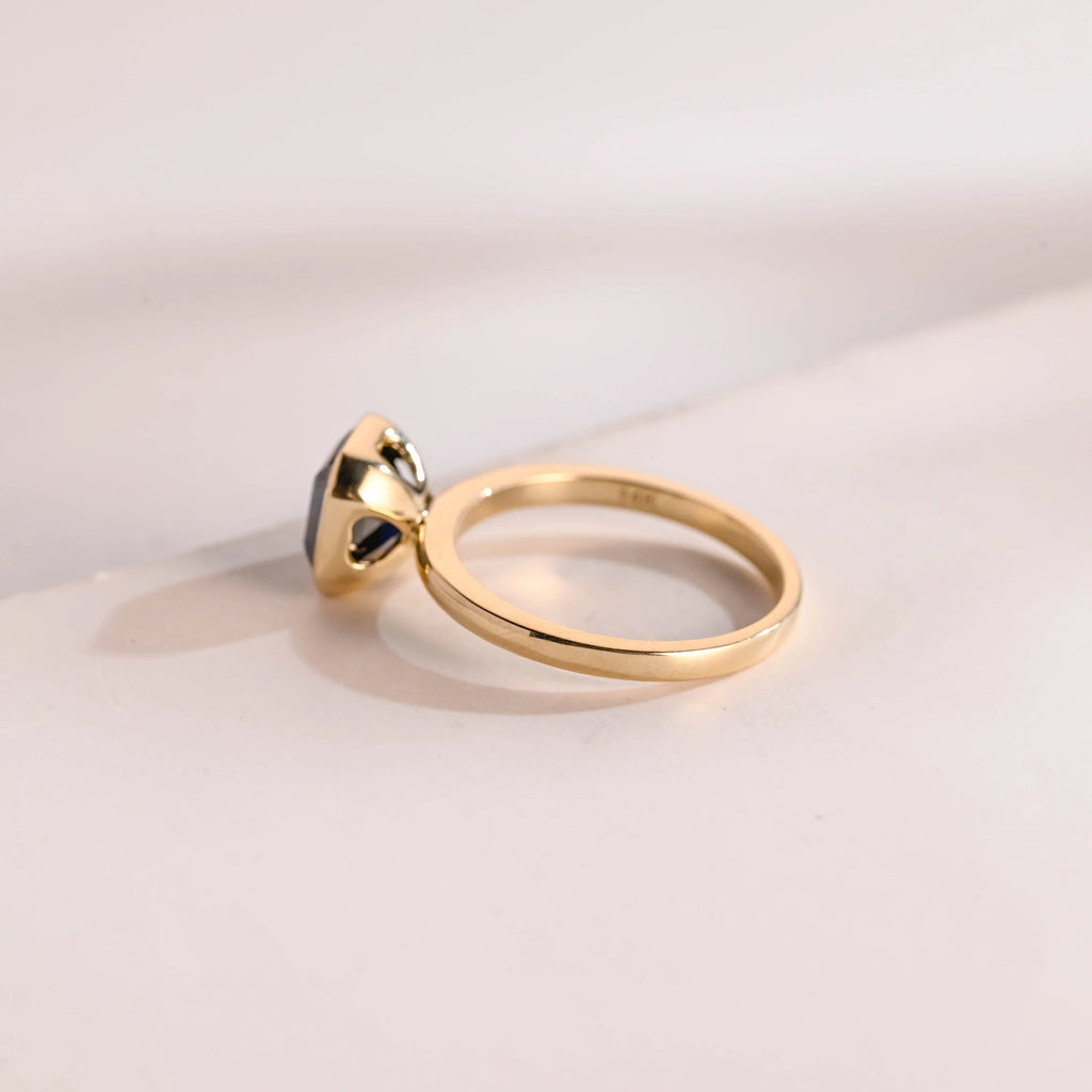 Solid Gold Asscher Cut Moissanite Engagement Ring, Minimalist Ring, Gift for Her