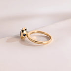 Solid Gold Asscher Cut Moissanite Engagement Ring, Minimalist Ring, Gift for Her