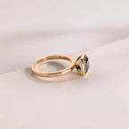 Solid Gold Asscher Cut Moissanite Engagement Ring, Minimalist Ring, Gift for Her