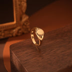 0.05 TCW Round Cut Oval Signet Moissanite Wedding Band