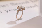Solid Gold Halo Heart Cut Moissanite Engagement Ring