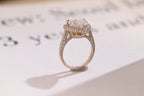 Solid Gold Halo Heart Cut Moissanite Engagement Ring