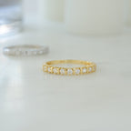 0.80 TCW Round Cut Unique Half Eternity Moissanite Wedding Band