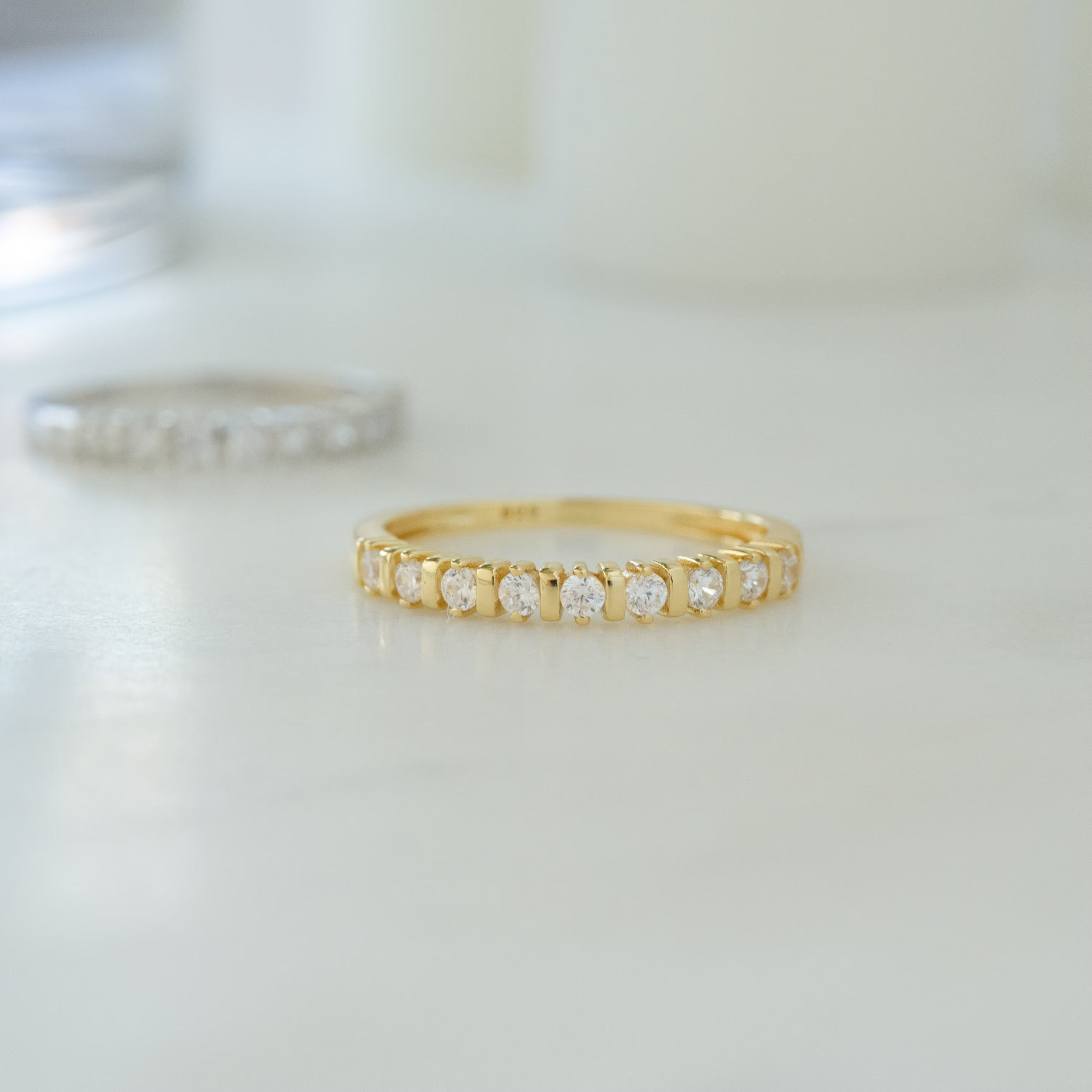 0.80 TCW Round Cut Unique Half Eternity Moissanite Wedding Band