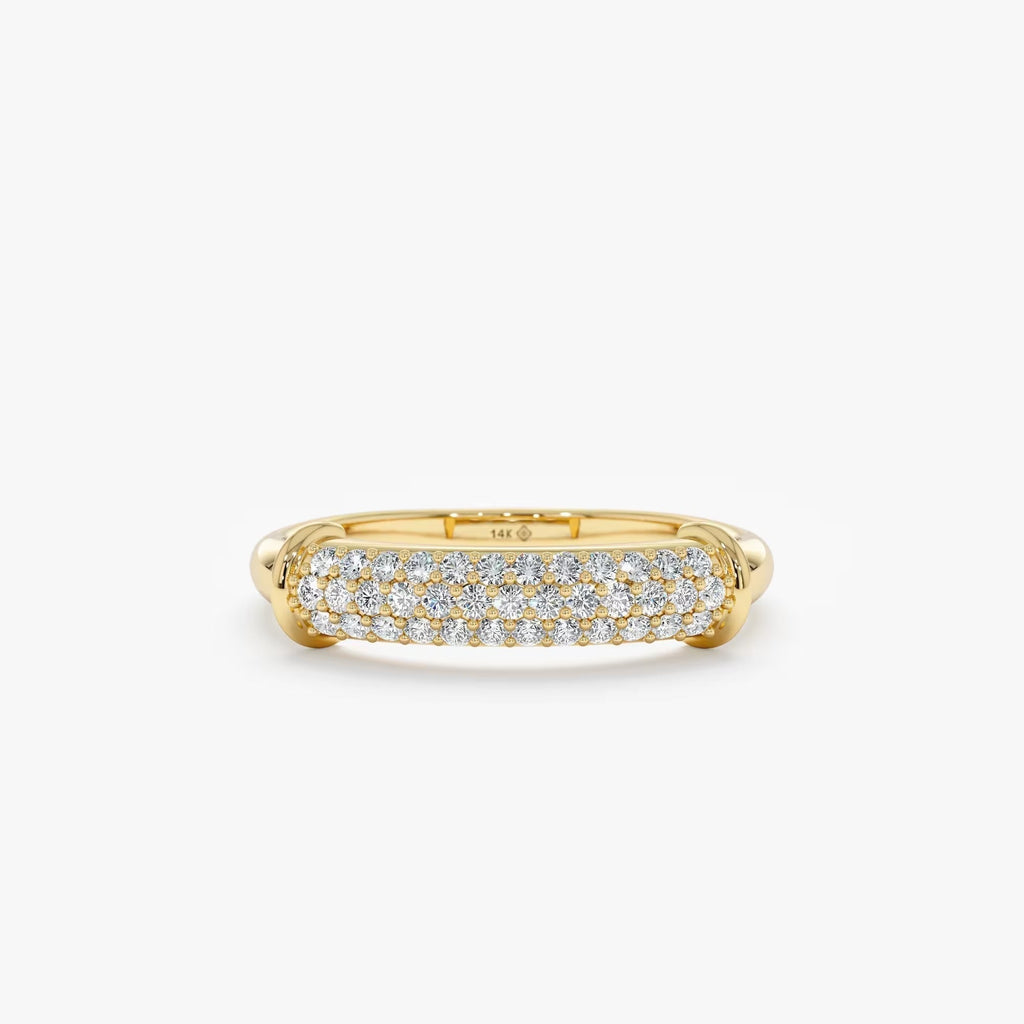 0.38 TCW Round Cut Paved Dome Moissanite Wedding Band