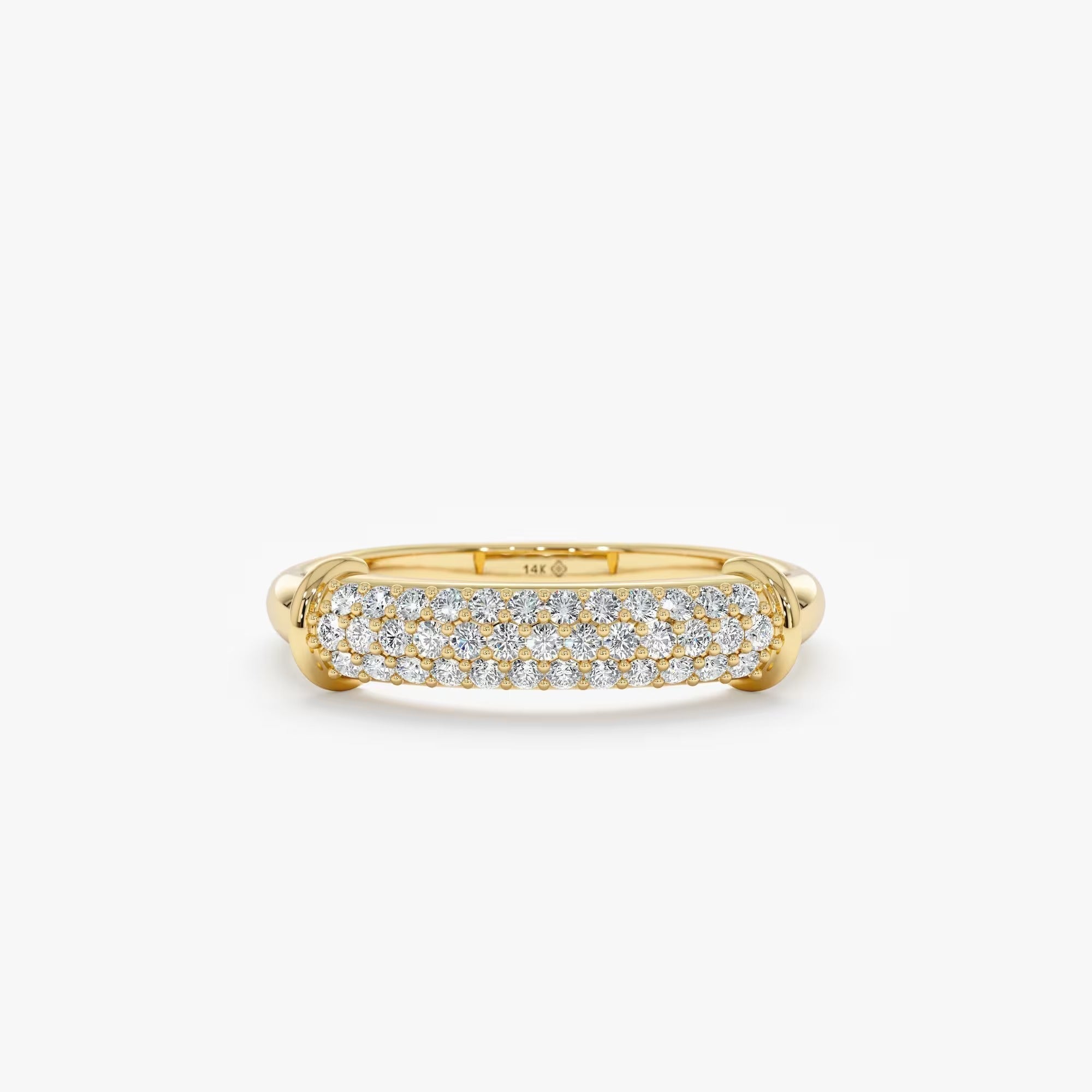 0.38 TCW Round Cut Paved Dome Moissanite Wedding Band