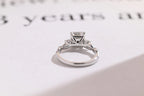 Solid Gold Asscher Cut Moissanite Engagement Ring, Gift for Her,