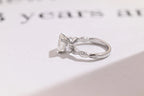 Solid Gold Asscher Cut Moissanite Engagement Ring, Gift for Her,