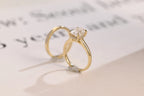 Solid Gold Oval Cut Moissanite Engagement Ring and Wedding Band Set, Gift for Her
