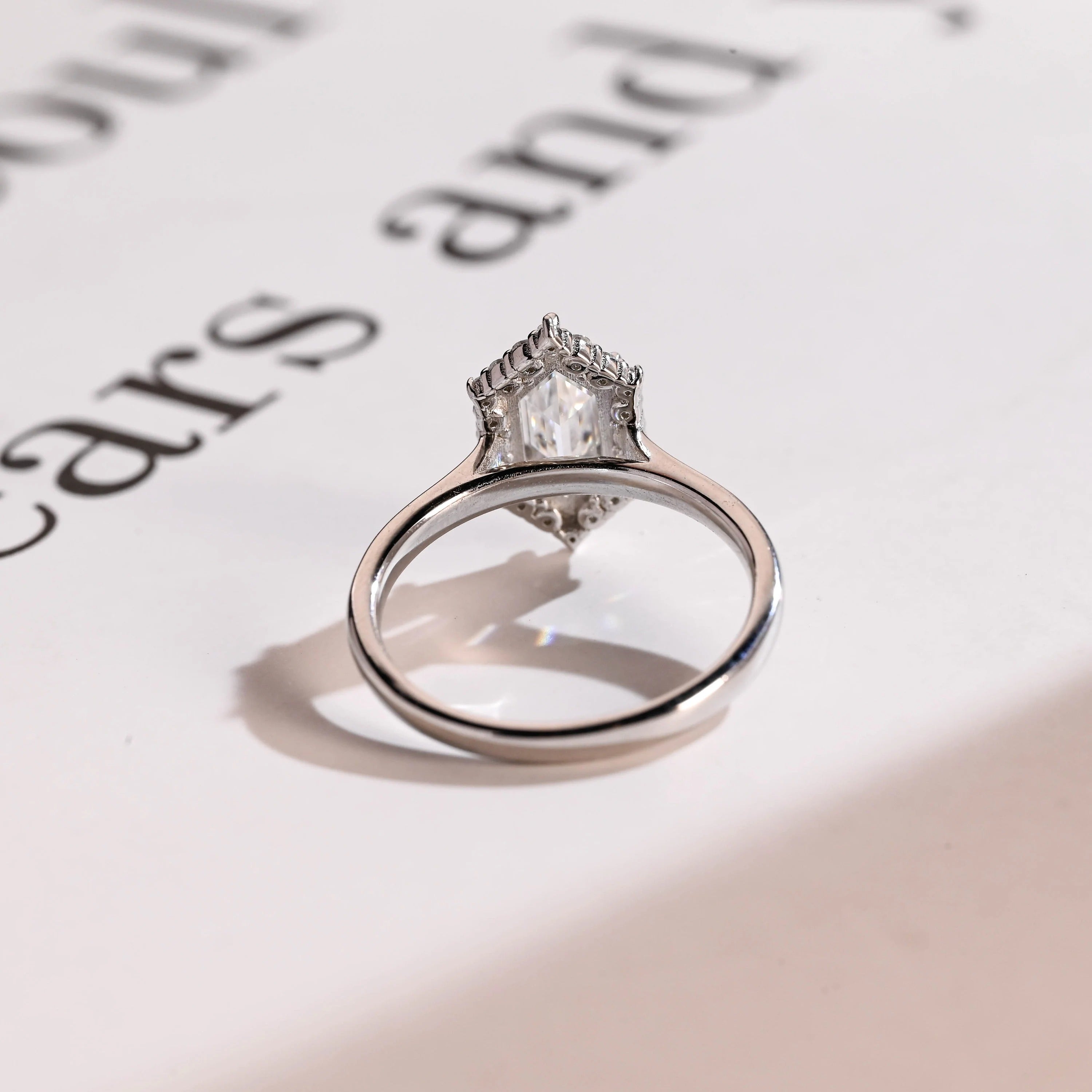 Solid Gold Halo Dutch Marquise Moissanite Engagement Ring, Promise Ring