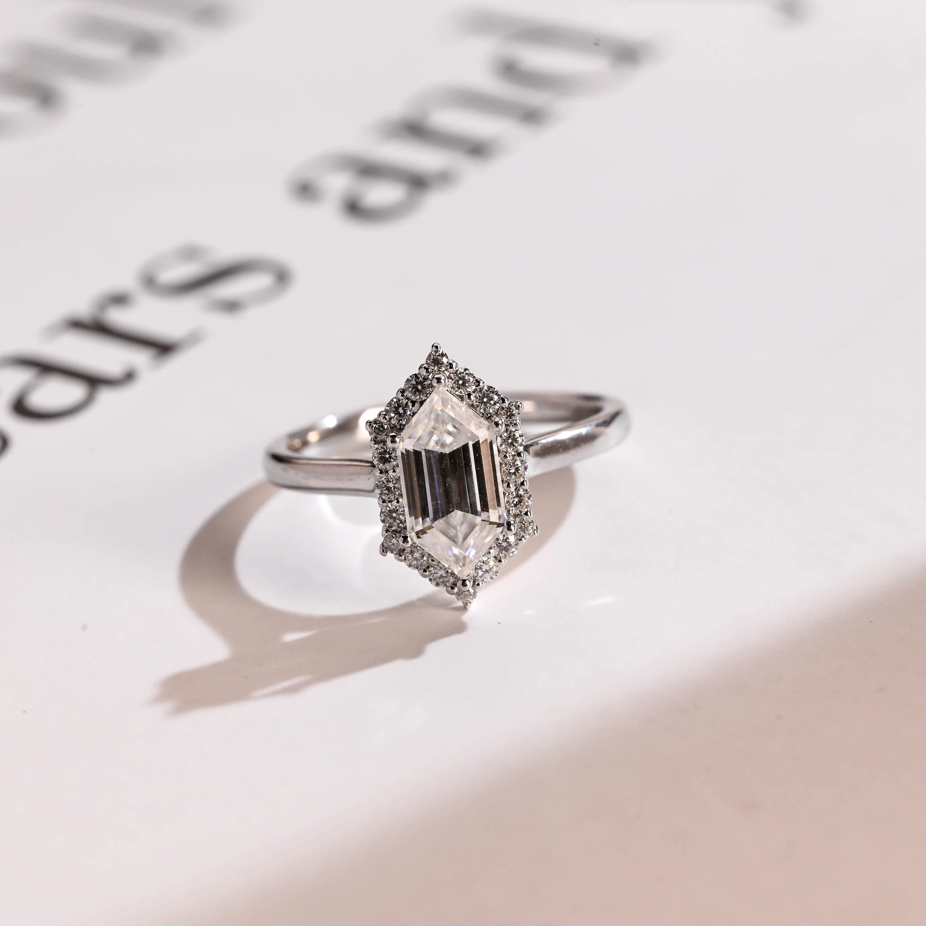 Solid Gold Halo Dutch Marquise Moissanite Engagement Ring, Promise Ring Main image