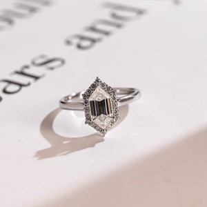 Solid Gold Halo Dutch Marquise Moissanite Engagement Ring, Promise Ring