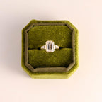 Elongated Emerald Cut Diamond Engagement Ring, Solid Gold Diamond Bezel Three Stone Ring, Anniversary Gift